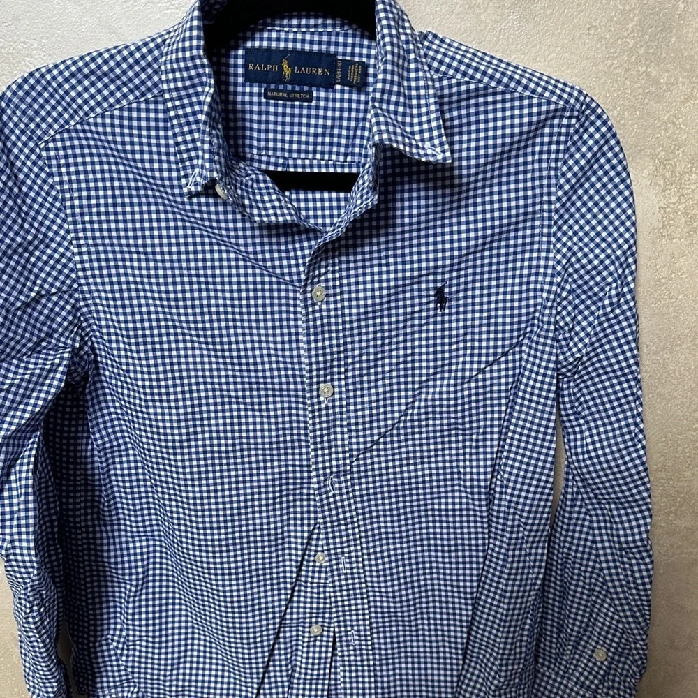 Ralph Lauren boys gingham button down size L 14/16
